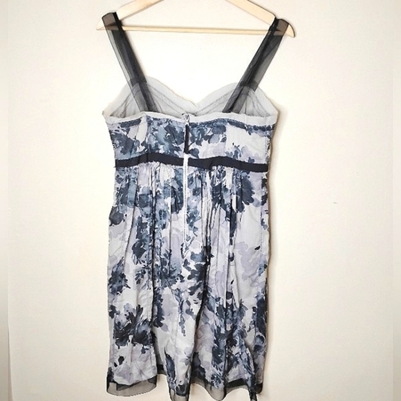 LOFT NWT Floral Cotton Babydoll Dress 6 Raw-Edge Sheer Straps - Picture 7 of 12